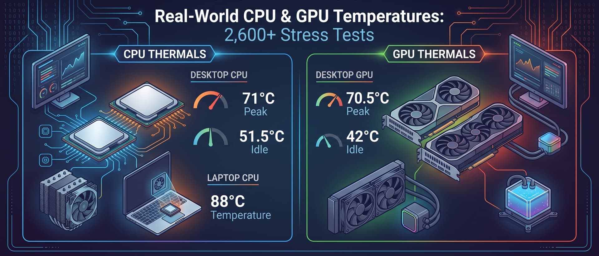Gráfico de temperaturas reales de CPU y GPU medidas por usuarios de ThermalStats